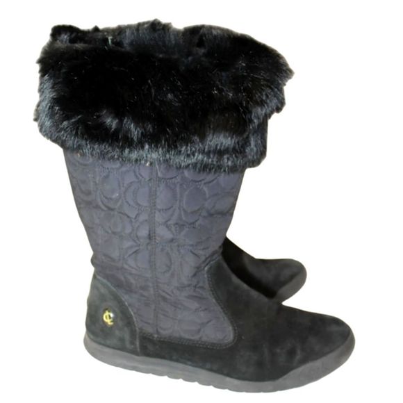 Sale Coach Talen Quilted Suede w Zipper Winter Boots Faux fur 7.5 - Picture 4 of 13